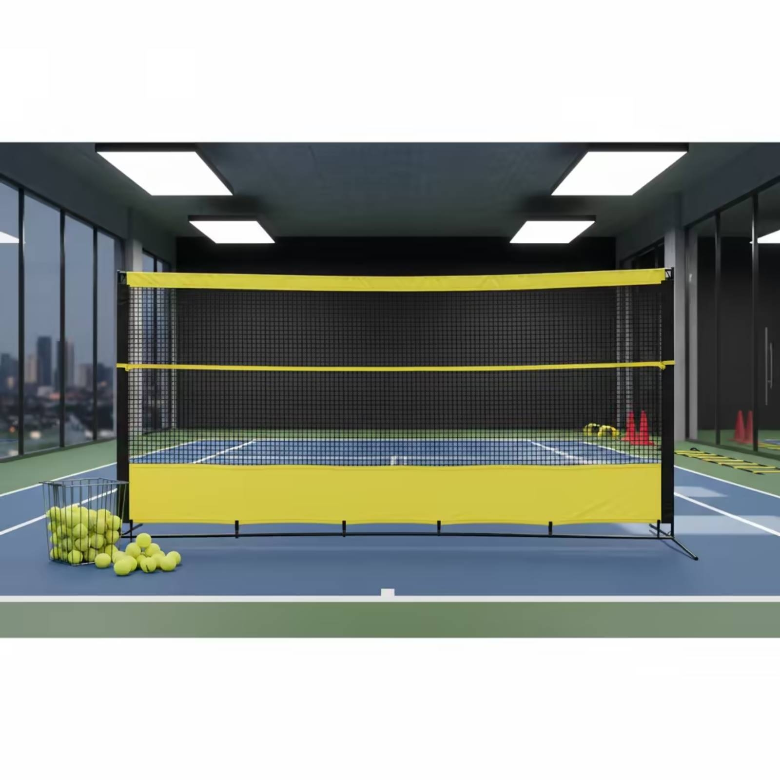 Sports Equipment Tennis - ตาข่ายซ้อมเทนนิสแบบพกพา พร้อมกระเป๋า สำหรับฝึกซ้อมเทนนิสเดี่ยว อุปกรณ์กีฬาแบบพกพา แข็งแรง ทนทาน