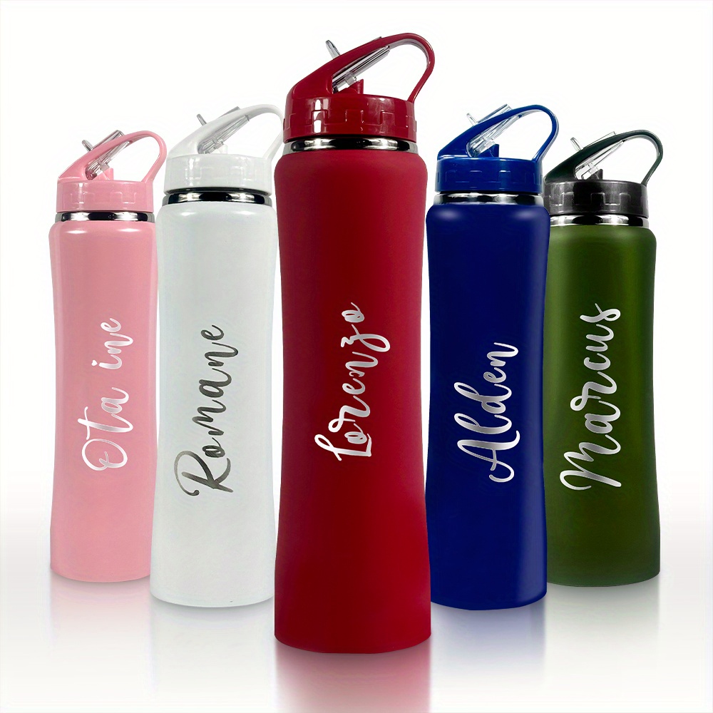 Sports Equipment With Names - ขวดน้ำพร้อมหลอดดูดสลักชื่อส่วนตัว, ขวดน้ำกีฬาสแตนเลสสตีลแบบมีฉนวนพร้อมแกะสลักตามสั่ง, แก้วดื่มแบบพกพาพร้อมหลอดดูดสำหรับการเดินทาง