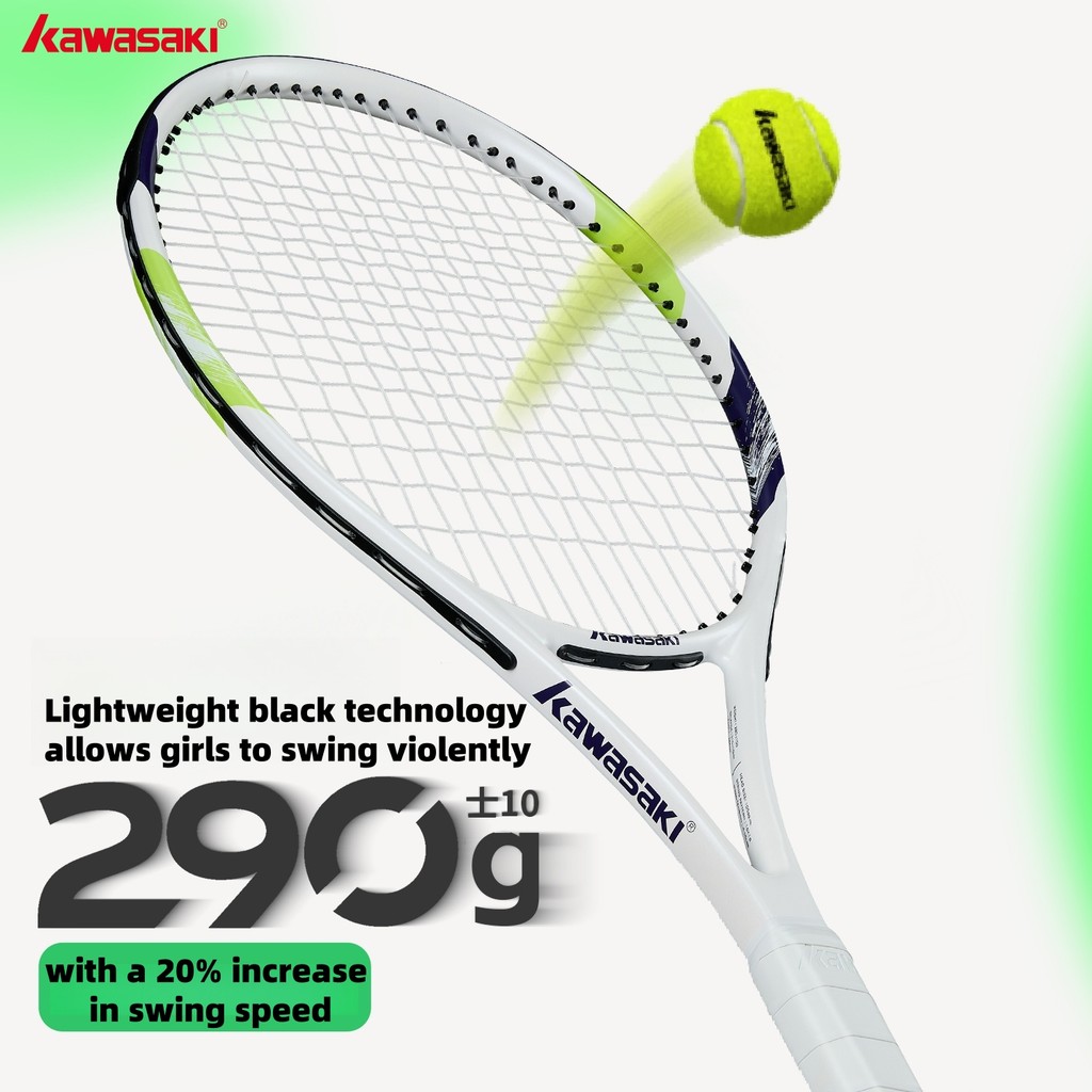 Badminton Racket Carbon - ชุดไม้เทนนิสคาวาซากิ ไลท์ ชุดไม้เทนนิสคาร์บอนคอมโพสิต KD1&PD1 ชุดฝึกซ้อมสำหรับผู้เริ่มต้นและมืออาชีพ สำหรับผู้ชายและผู้หญิง
