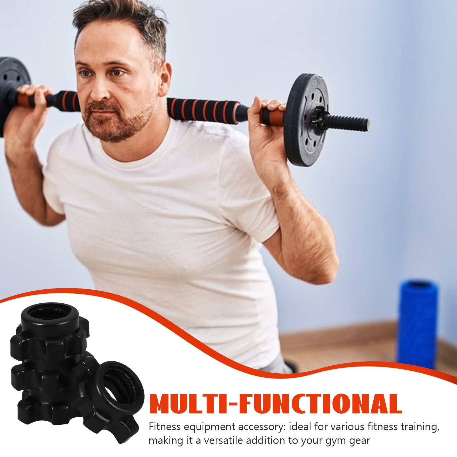 Sports Equipment List - ชุดอุปกรณ์ล็อคบาร์เบลแบบน็อตพลาสติก 4 ชิ้น สำหรับยึดบาร์ดัมเบล อุปกรณ์ออกกำลังกาย สำหรับยึดบาร์ดัมเบลในยิมที่บ้าน